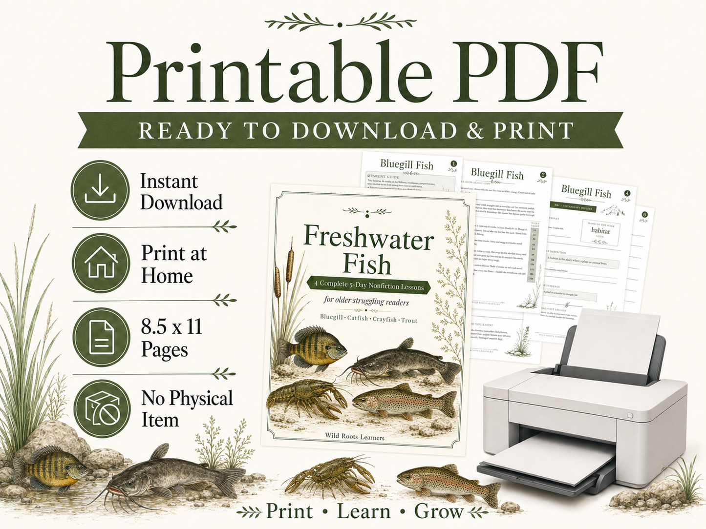 Freshwater Fish Bundle 4-Week Reading Fluency Passages