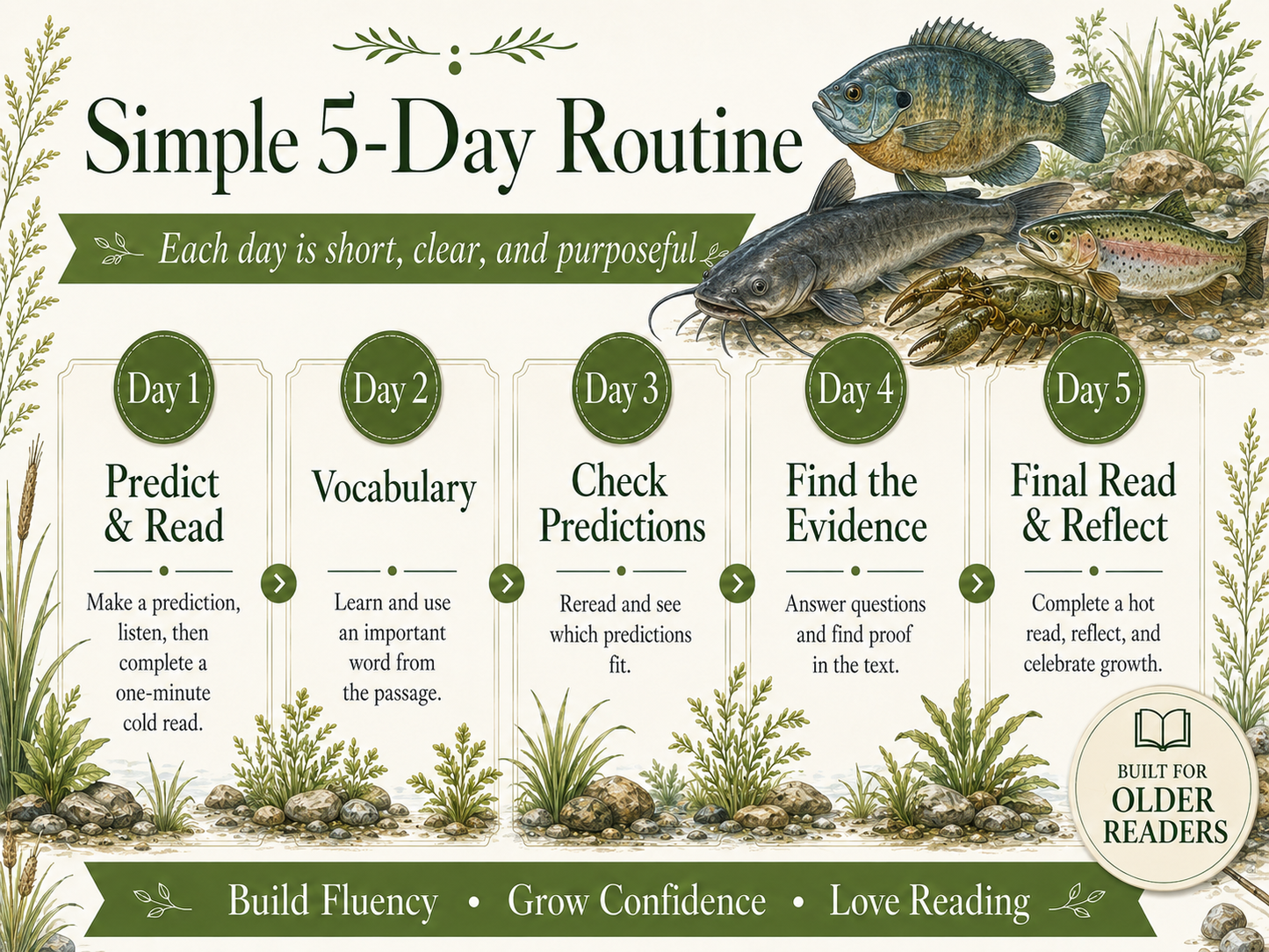 Freshwater Fish Bundle 4-Week Reading Fluency Passages