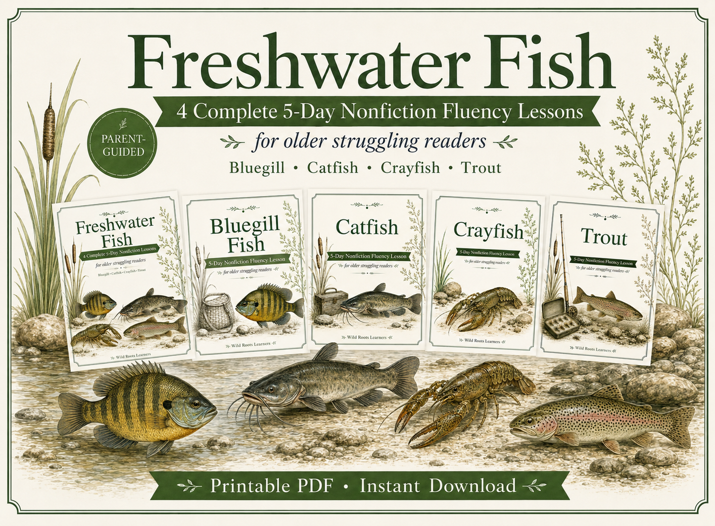 Freshwater Fish Bundle 4-Week Reading Fluency Passages