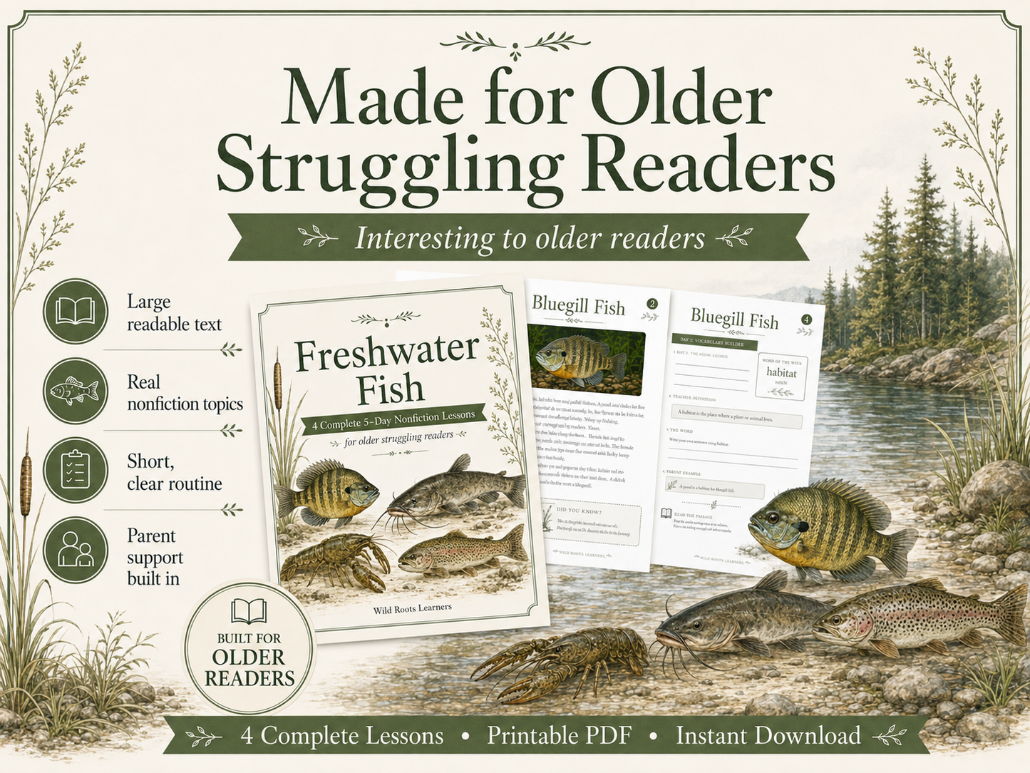 Freshwater Fish Bundle 4-Week Reading Fluency Passages